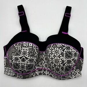 Ambrielle Bra 34D Road Runner Bra Purple/Black Graphics Lined Underwire Sports
